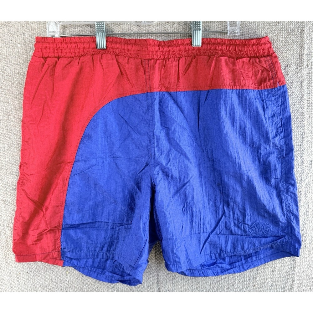 VTG Mens Sz Large Shorts‎ Givenchy Activewear Red Blue Swim Trunks Shorts